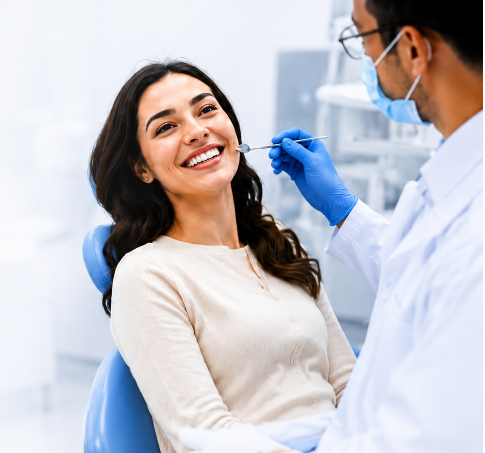 A patient being examined at Delhi Dental Cosmetics
